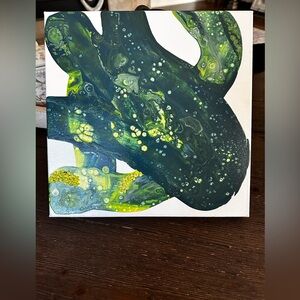 Hand crafted original acrylic abstract green painting on canvas